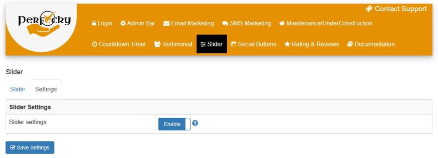 Perfecky Pro Slider settings